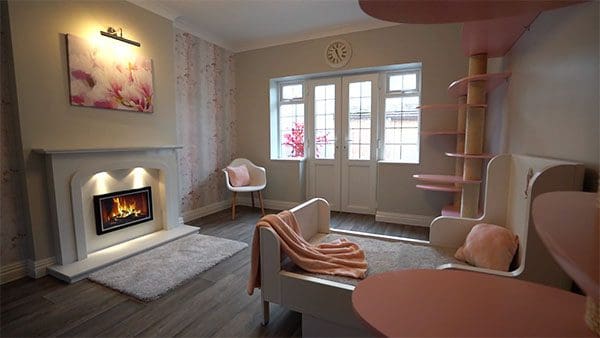 Rose Cat Suite at The Grove Luxury Cat Hotel in Staffordshire, UK